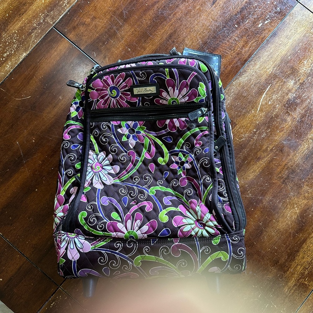 Vera Bradley carry-on rolling luggage - Brown Purple, and Green Floral